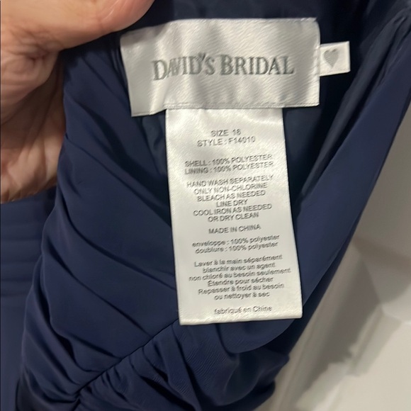 David’s Bridal Elegant One-Shoulder Blue Dress 16 - Picture 5 of 5